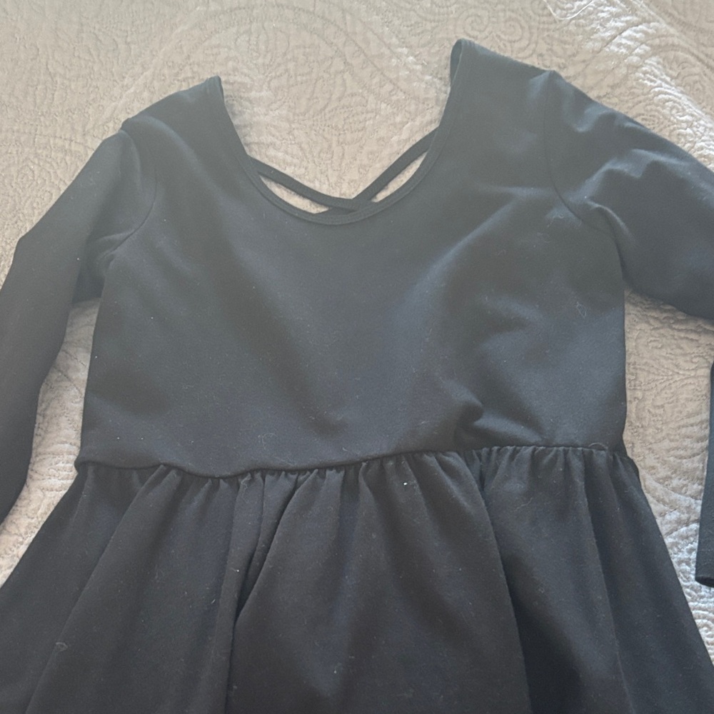 Chic Black Kids Dress with Cross Back